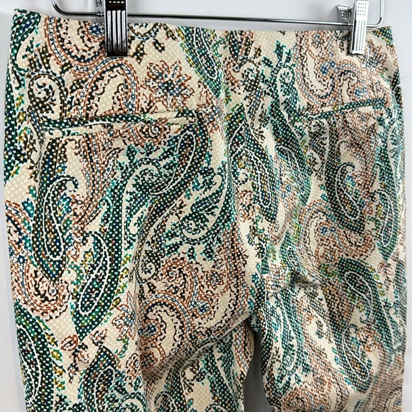 ZARA Paisley‎ Print Cropped Beige Aqua Pants Size M - New with Tags - Picture 10 of 12